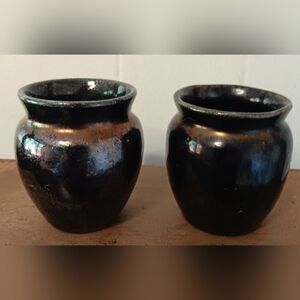Broadmoor Art Pottery Gunmetal Glaze Cabinet Vases Set of Two